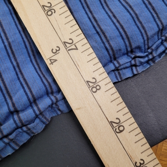 Volcom Mens Button Up Shirt Size Large Blue Striped Cotton Long Sleeve Vintage - Picture 4 of 10